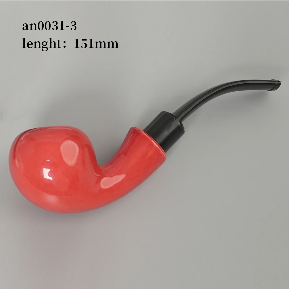 MUXIANG Ceramic tobacco pipe curved handle acrylic pipe mouthpiece 9mm pipe channel painted bowl smoking