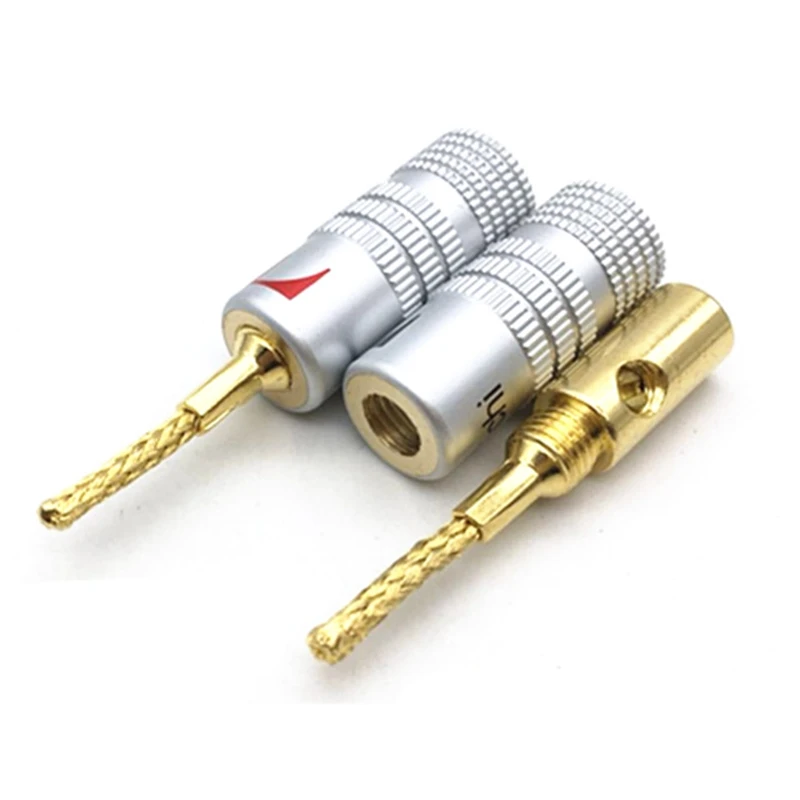 4Pcs/Lot 2MM Copper Wire Gold-Plated Welding-Free Banana Plug Speaker Wire Plug Braided Wire Plug Connector Terminals