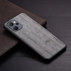 Luxury Bamboo Wood Pattern Leather Phone Case - Premium Design for Realme9 Proplus (Light Gray)