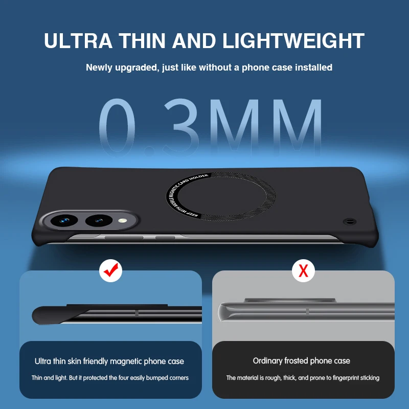 Sleek Magnetic Frameless Phone Case with Hard Back Cover