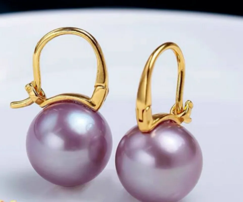 

Charming Pair of 10-11mm South Sea Lavender Pearl Dangle Earring Sterling Silver 925 Earrings