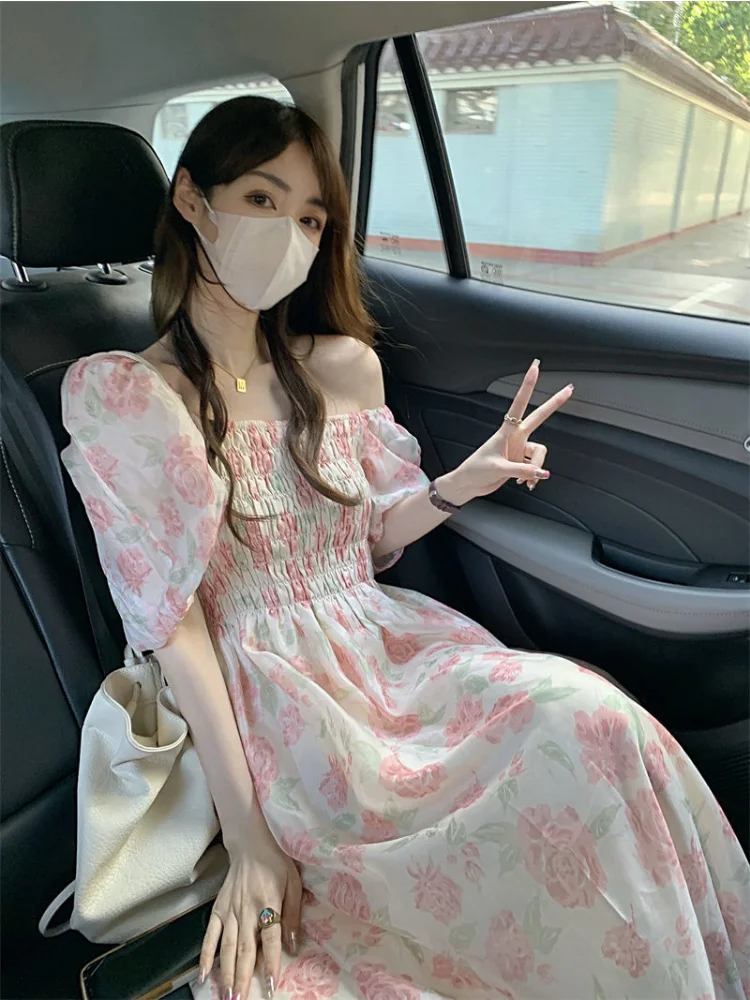 Floral Midi Dresses Summer Princess Aesthetic Popular Chic
