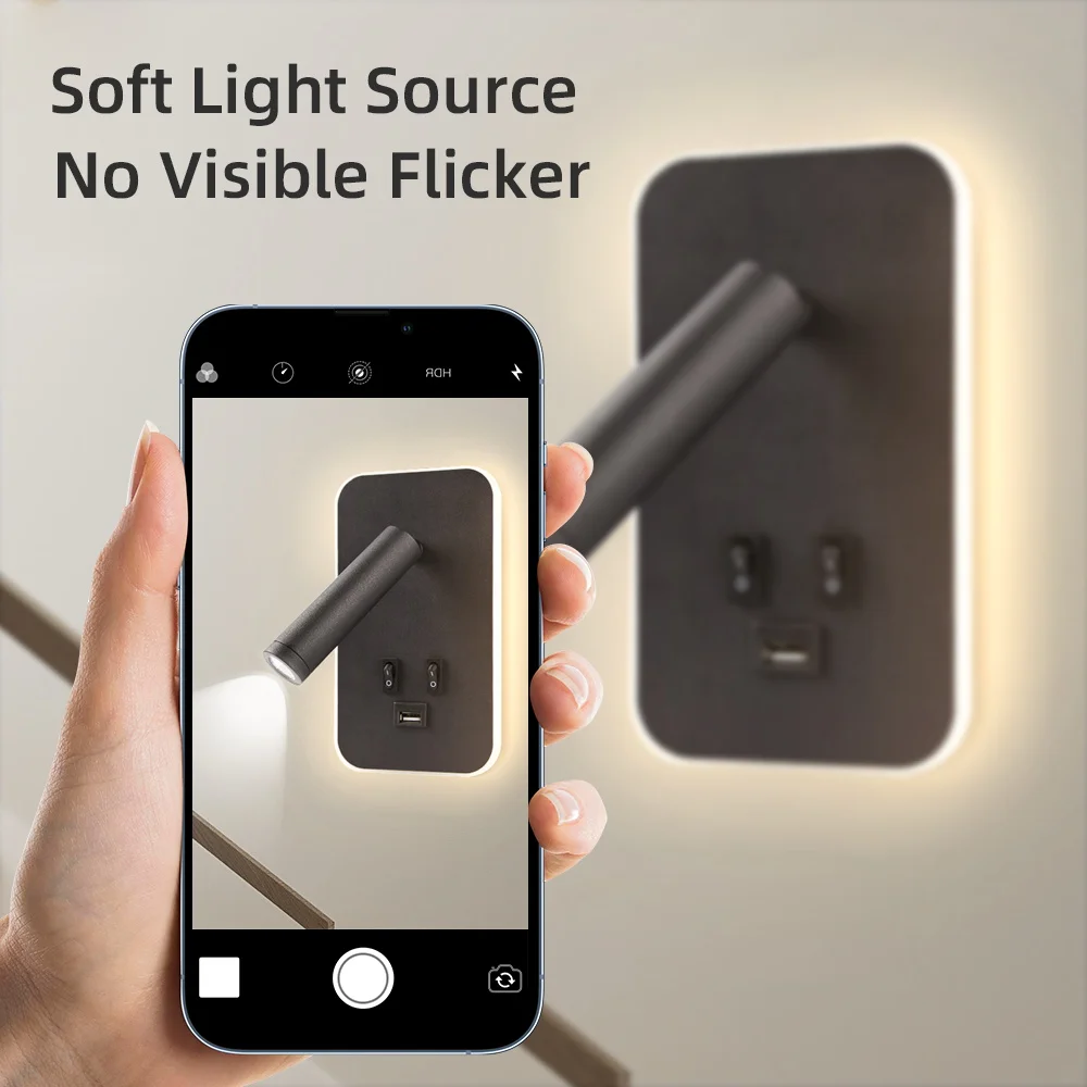 Bedside Wall Lamp with Switch and USB Port Wall Mounted Reading Spot Lights Bedroom Sconce Rotatable Led Light Cabinet led light led wall lamp wall light led reading light