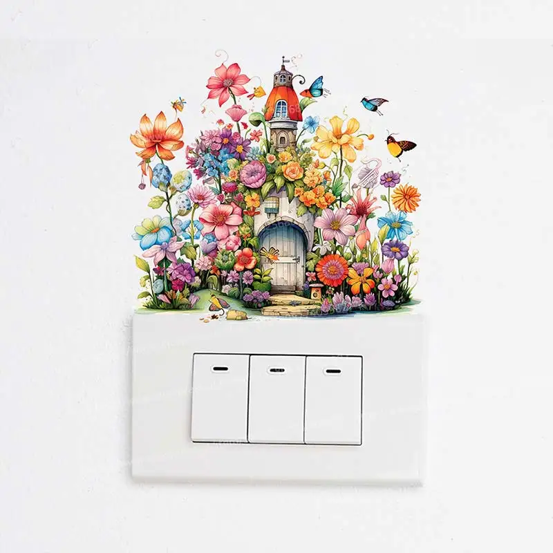 Lot De 5 Autocollants Décoratifs Pour Interrupteur - Motifs Fleurs Et Plantes, En PVC Imperméable, Pour Cuisine, Salon, Chambre, Salle De Bain