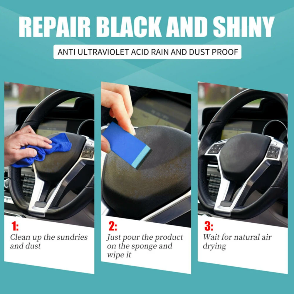 30ml/50ml Plastics Revitalizing Coating Agent Car Refurbishing Agent With Sponge Plastics Parts Refurbish For Car Easily