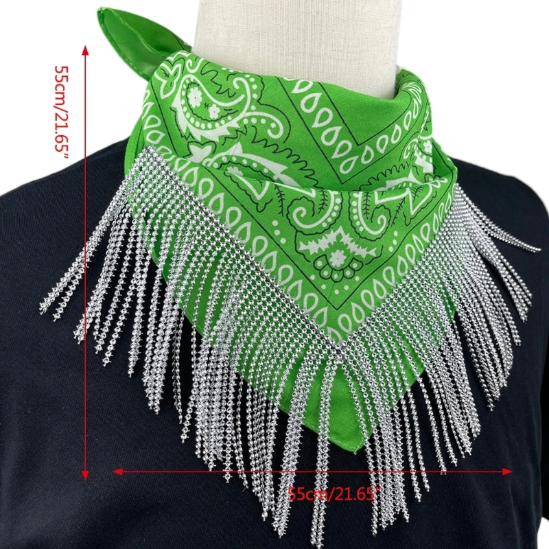 Exquis Polyvalent Turban Bar Bandana avec Diamant Frange Foulard