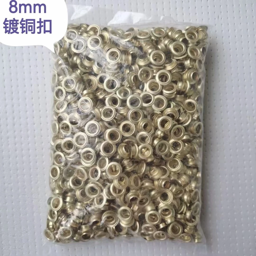 

Factory Wholesale Price 10,000pcs 8mm Nickel/Gold Plated Eyelets Grommets / Buttonholes / Rings / Buttons