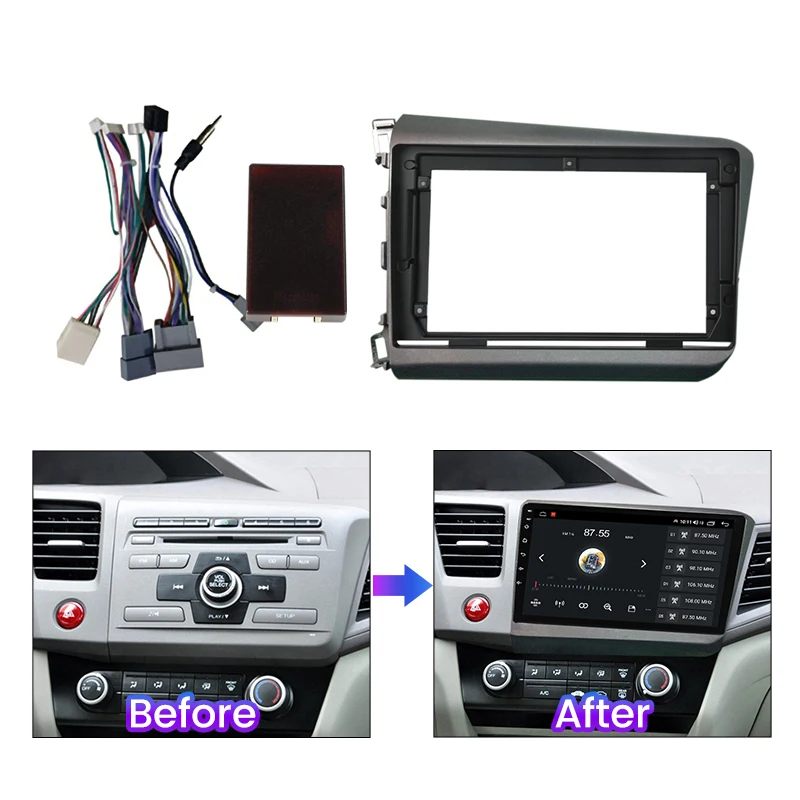 For Honda Civic 2012 2013 2014 2015 For Android Car Radio Panel Fascia Frame Optional Accessories Power Cord CANBUS