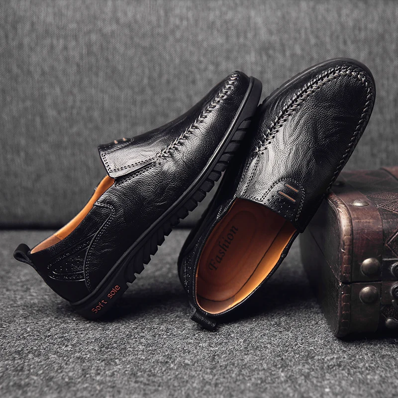 

Genuine Leather Formal Lofers For Men Luxury Brand 2023 Slip On Casual Moccasins Italian Male Driving Shoes Chaussure Homme 47