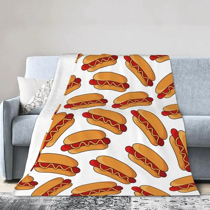

Hot Dog Food Throw Blanket Super Soft Warm Bed Blankets for Couch Bedroom Sofa Office Car, All Season Cozy Flannel Plush Blanket