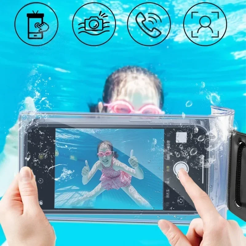 Full View Waterproof Case for Phone Underwater Snow Rainforest Transparent Dry Bag Swimming Pouch Big Mobile Phone Covers