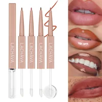 Two in one double head lipliner and transparent lip gloss, matte matte smooth lipliner, durable color locking 2