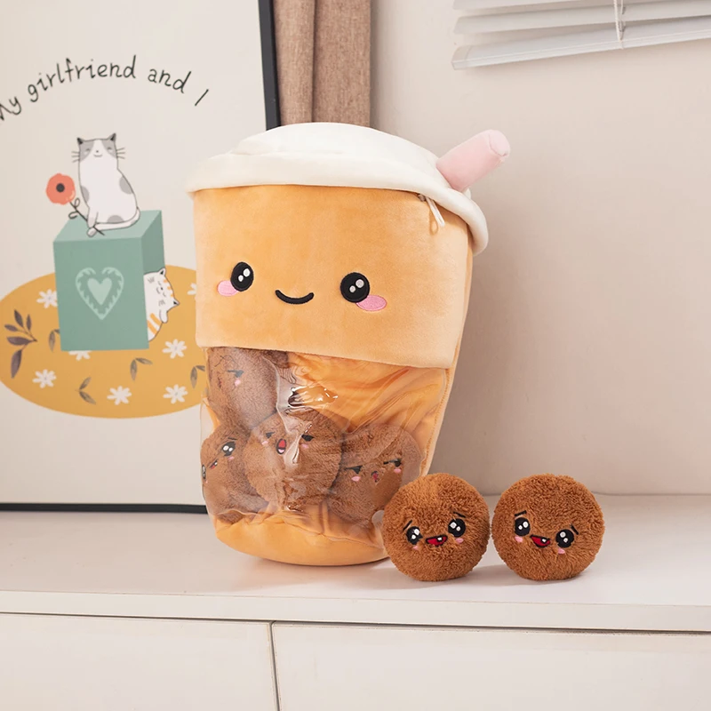 ZU 40cm A Cup of Boba Milk Wolfberry Flavor Drink Tea Plush Toy Kawaii Cat Claw Stuffed Dolls Christmas Gift For Girl Boy 5