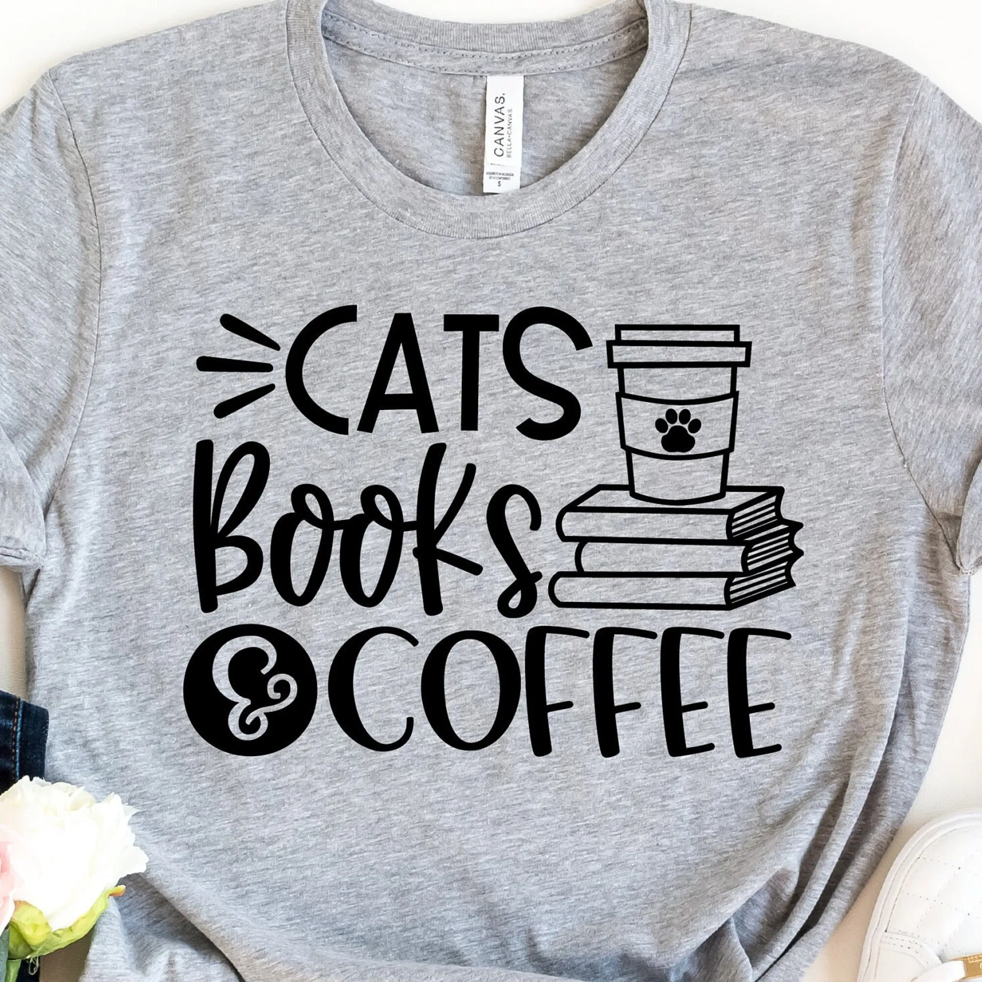 Maglietta Del Proprietario Del Gatto Coffee Lover Book Reading Bookworm Club Addict Outfit