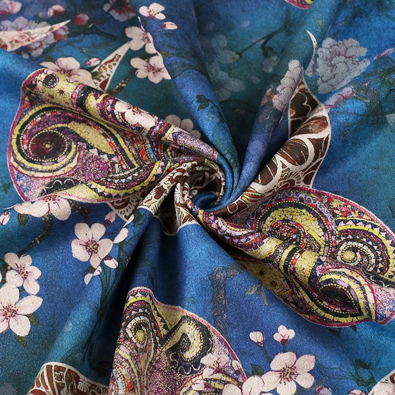 

Fabric Wide 150cmx 50cm Suede Plant Flower Printing Painted DIY Hand-Stitched Closing Dress Cheongsam Bag Spring and Autumn 1Pc