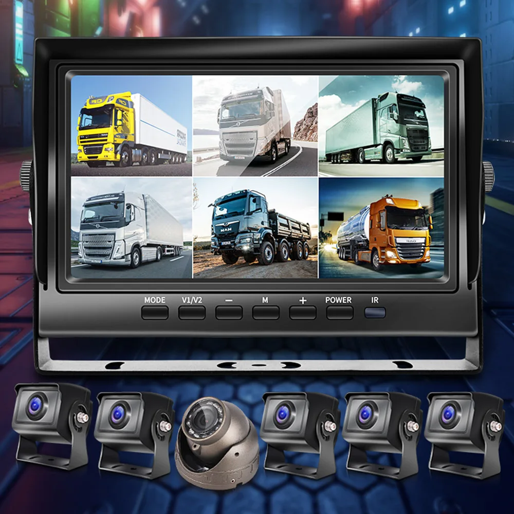 

1080P Car Monitor Same-screen All-in-one with 5/6 AHD Cameras For Bus Bus and Truck Reverse image Recorder MP5 Player