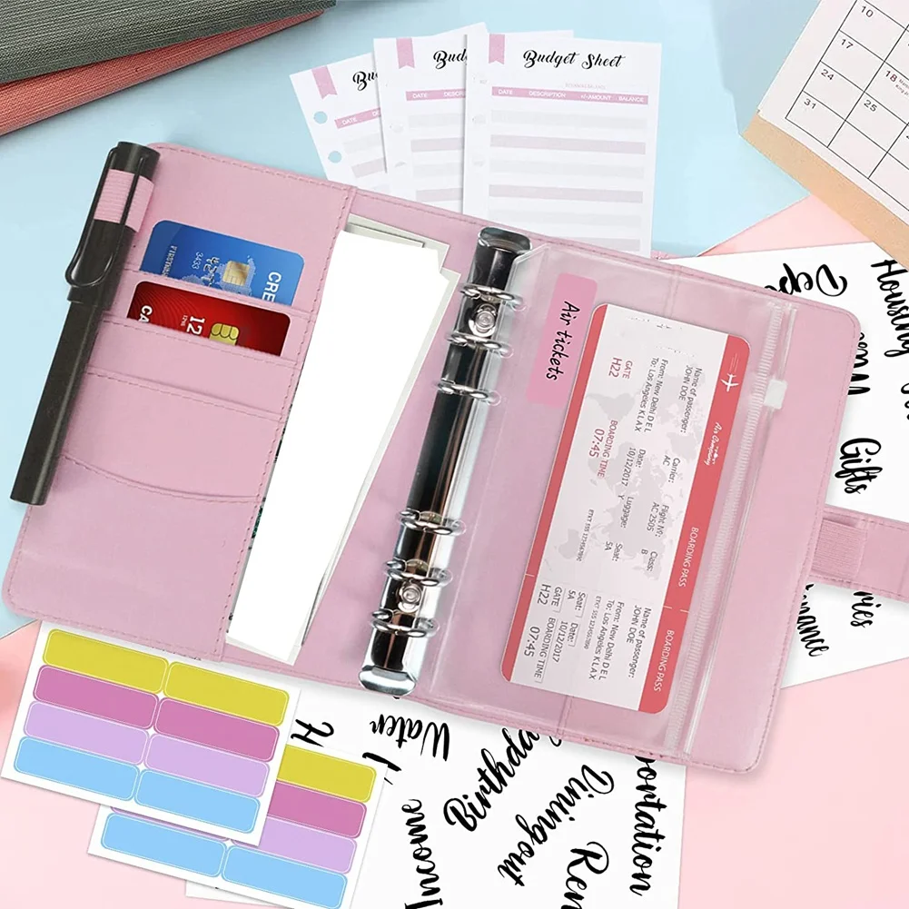 A46M-예산 바인더 세트 - 현금 봉투가 포함된 예산 바인더, 현금 정리함, 돈 절약 바인더, 예산 관리용 현금 봉투