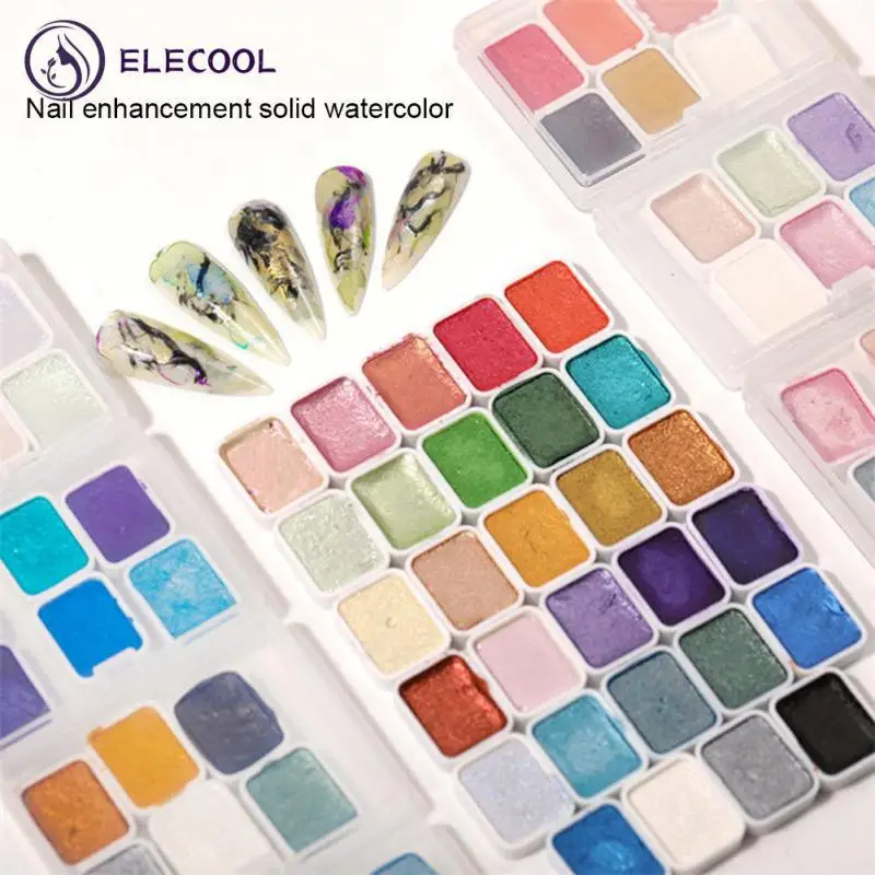 Solid Glam Glitter Nail Paint Inchiostro Ad Acquerello Fiore In Fiore Nail Art Pigment Shimmer Auroras Draw Powder Decor Paillettes Per Unghie