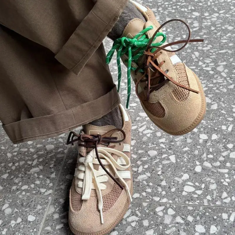 Vintage Round Flat Leather Shoelaces 4 Pcs