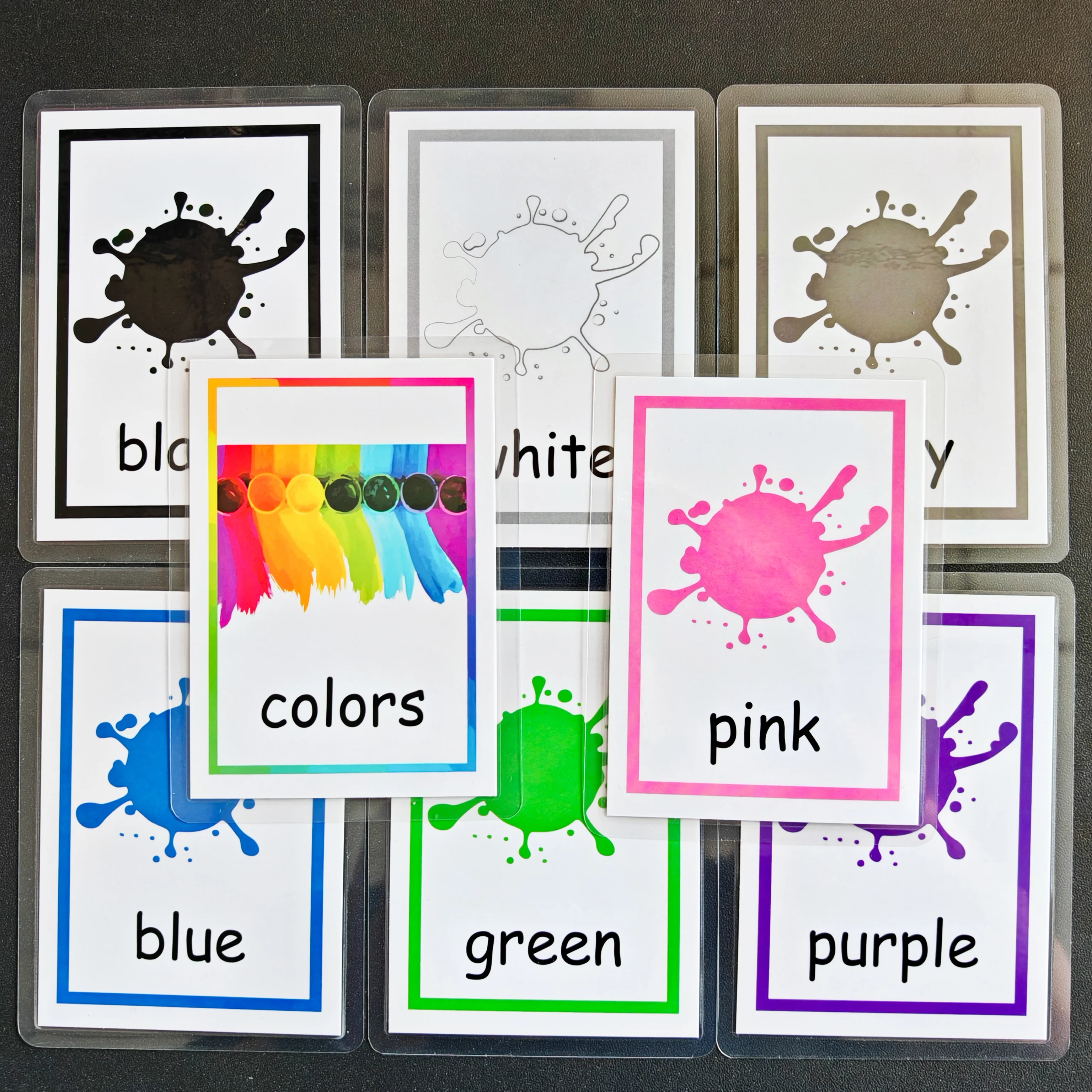 Montessori Baby Learning Card Color Cognition Cartoon English Flash Cards for Children Kids Funny Memory Exercise Game 2