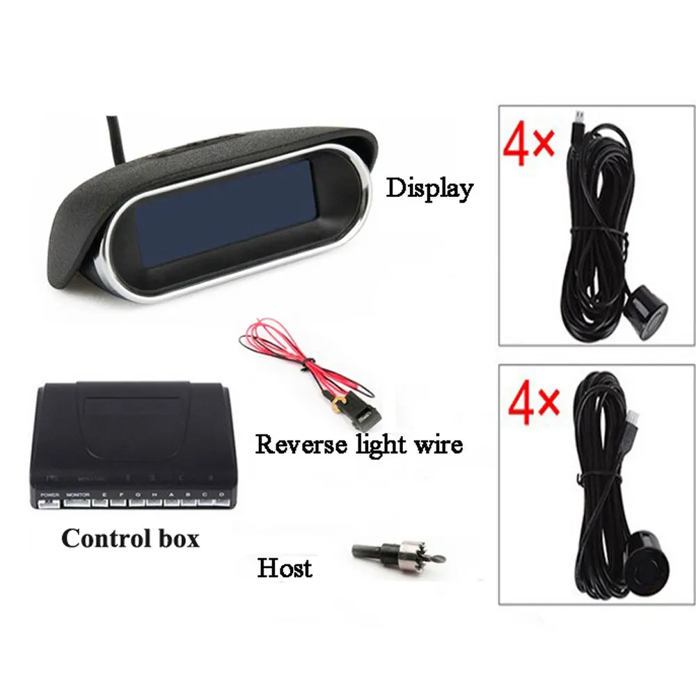 Parking Sensors 8 Rear Front View Reverse Backup Radar Kit System Electronics Accessories+LCD Display Monitor For Toyota