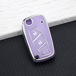 Premium Flip TPU Car Key Fob Case Cover - Full Protection Key Holder and Keychain Accessory (Grey Key Case)