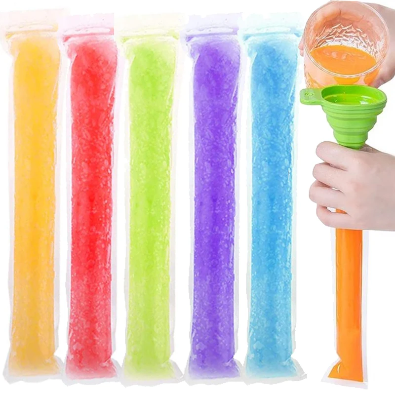 Disposable Ice Popsicle Bag Ice Pop Mold Bags Cream Sticks Freezer Tubes Silicone Funnel Fruit Yogurt Smoothies Bag ice mold,ice cream bag