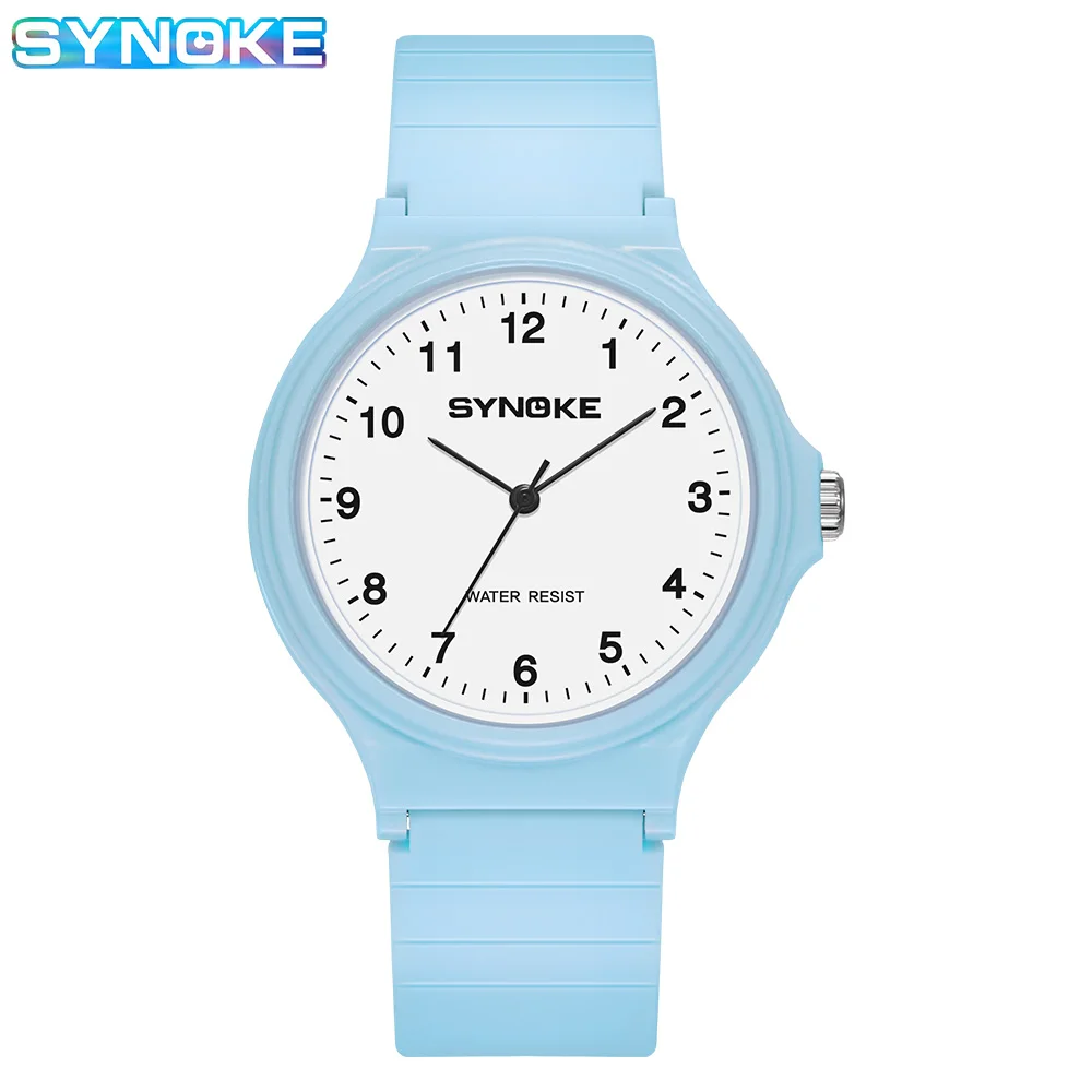 SYNOKE Men Women Analog Watch with Black Resin Band 6