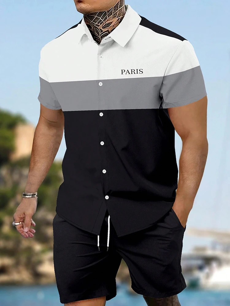 2024 Summer New Men's Short-sleeved Shirt And Beach Shorts Set Running Men's Shorts Everyday Urban Fashion Men's Casual Shirt 6
