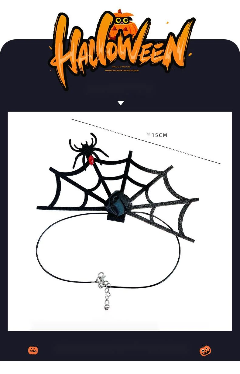 Halloween Lustige Persönlichkeit Cosplay Dämonenflügel Fledermaus Spinne Halskette Schlüsselbein Kette Stirnband Festliche Vorräte, Halloween Kostüm_voghion.com