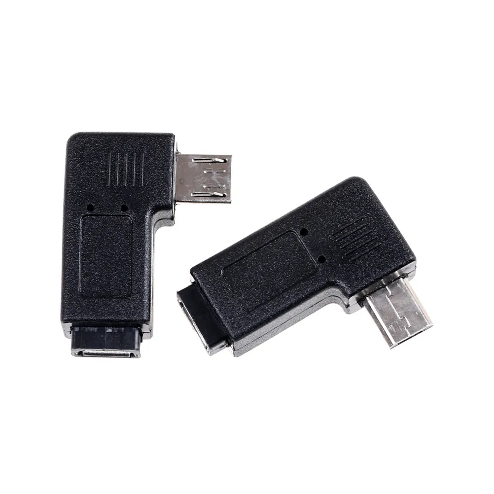 2PCS 90 Degree Micro Left &Right Angle USB Male to Female Plug Adapters Charger