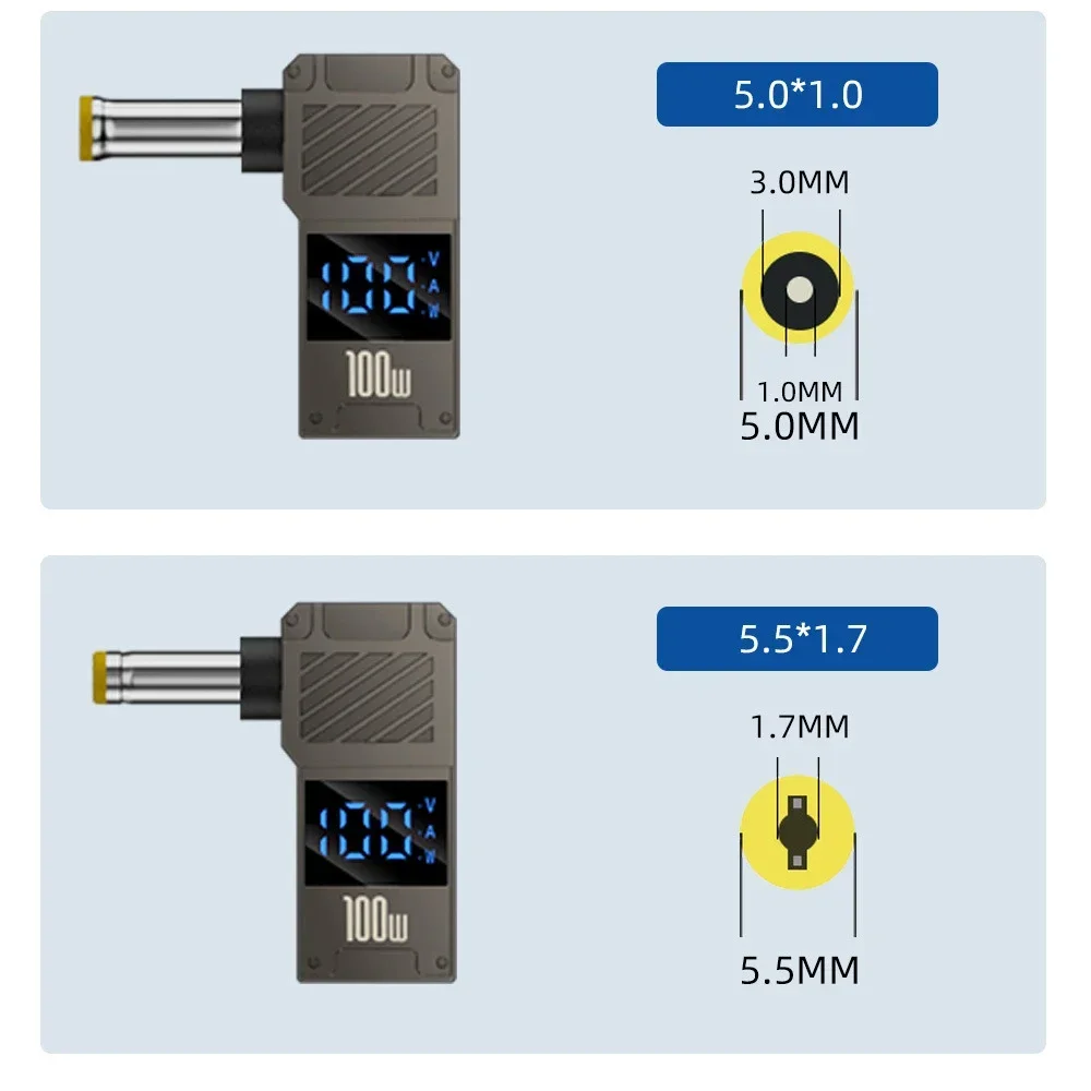 PD100W Typ-C zu DC-Stecker Konverter USB-C zu DC Laptop-Ladeadapter Stromladegerät Anschlusstip für Lenovo Thinkplus HP DELL – Detail 10