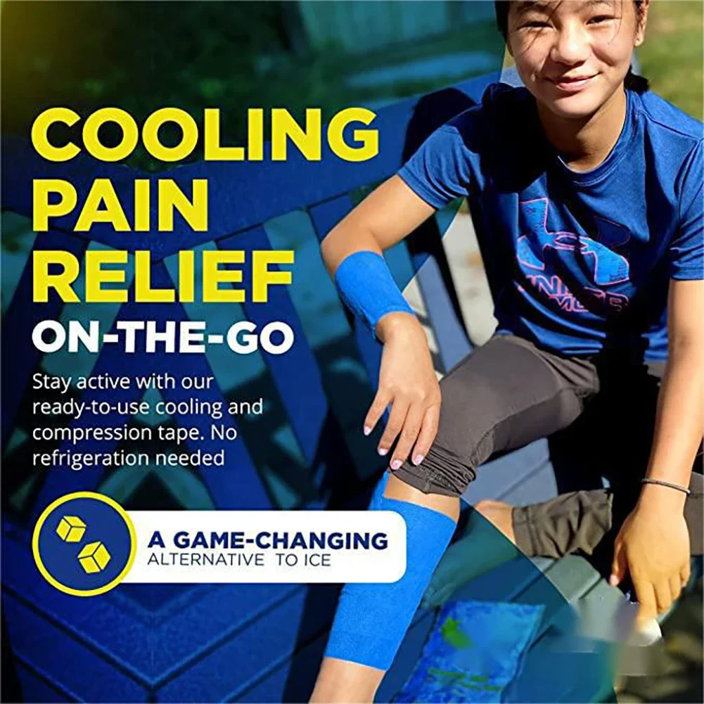 1 Roll Ice Bandage Roll Sport Pressurized Self-Cut Length Breathable Microporous Design Sport Elastic Cold Compression Bandage