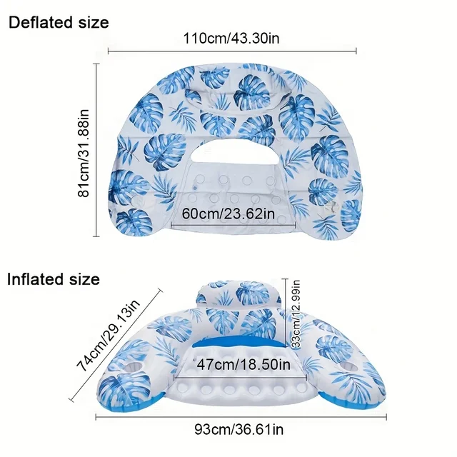 1pc U-Shape Leaf Design Inflatable Pool Float Lounger Swimming Pool Party Fun Water Rest Float Seat Pool Accessories 2