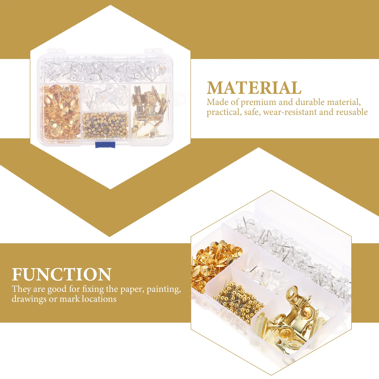 1세트 프리미엄 금속 종이 클립 장 사무용 바인더 클립 다기능 문서 정리함 가정 학교 사무용품