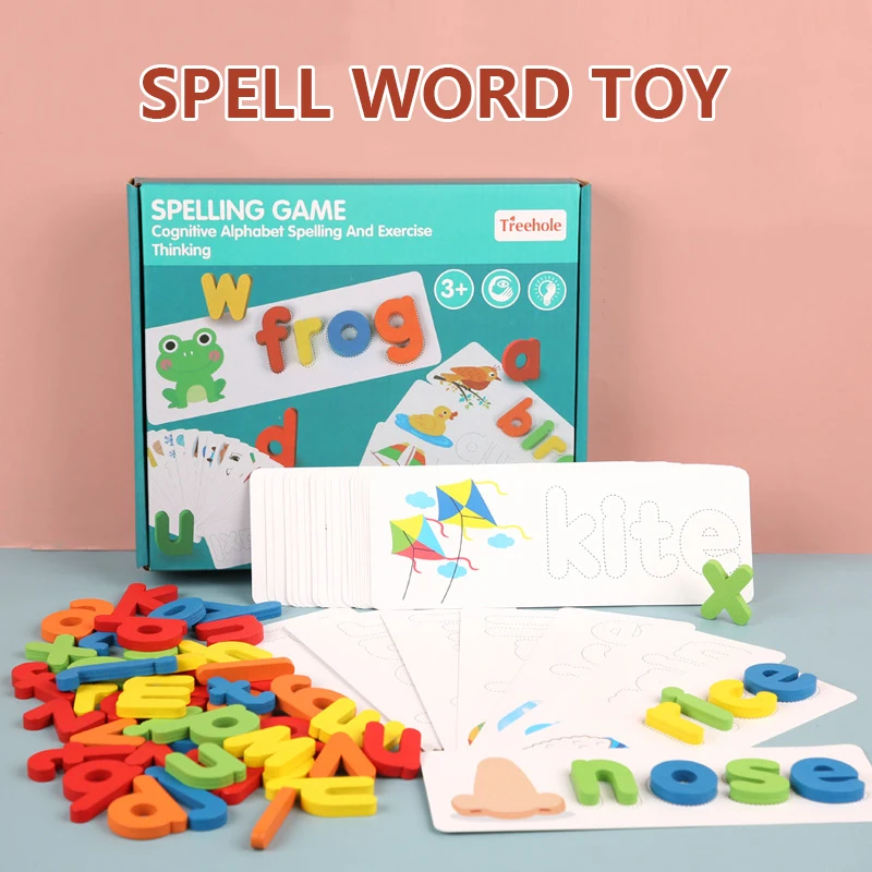 Children Puzzle Wooden Spelling Word Kid Letter Game 26 Letter Recognition Alphabet Toddler Early Educational Toy Cognition Prop 3