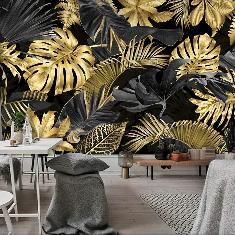 minimalista abstrato golden banana folha pintura 05