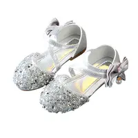 Girls Bow Sequin Sandals Girls Wrap Toe Glitter Princess Shoes Children's Dance Shoes Sandals 2-12 Years Old 1