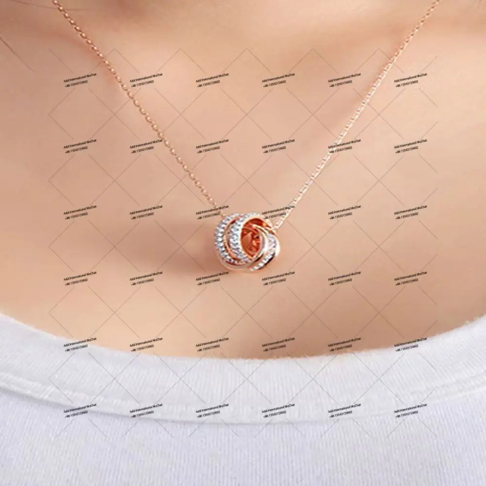 SHL original new elements, crystal dynamic collarbone necklace, double ring inlaid multi-color chain, high-quality birthday gift