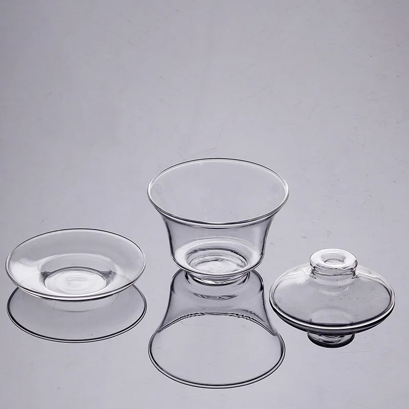 160Ml Glass Tureen Handmade Heat Resistant Bowl Water Cup Lid Saucer Coffee Mug Tea Set