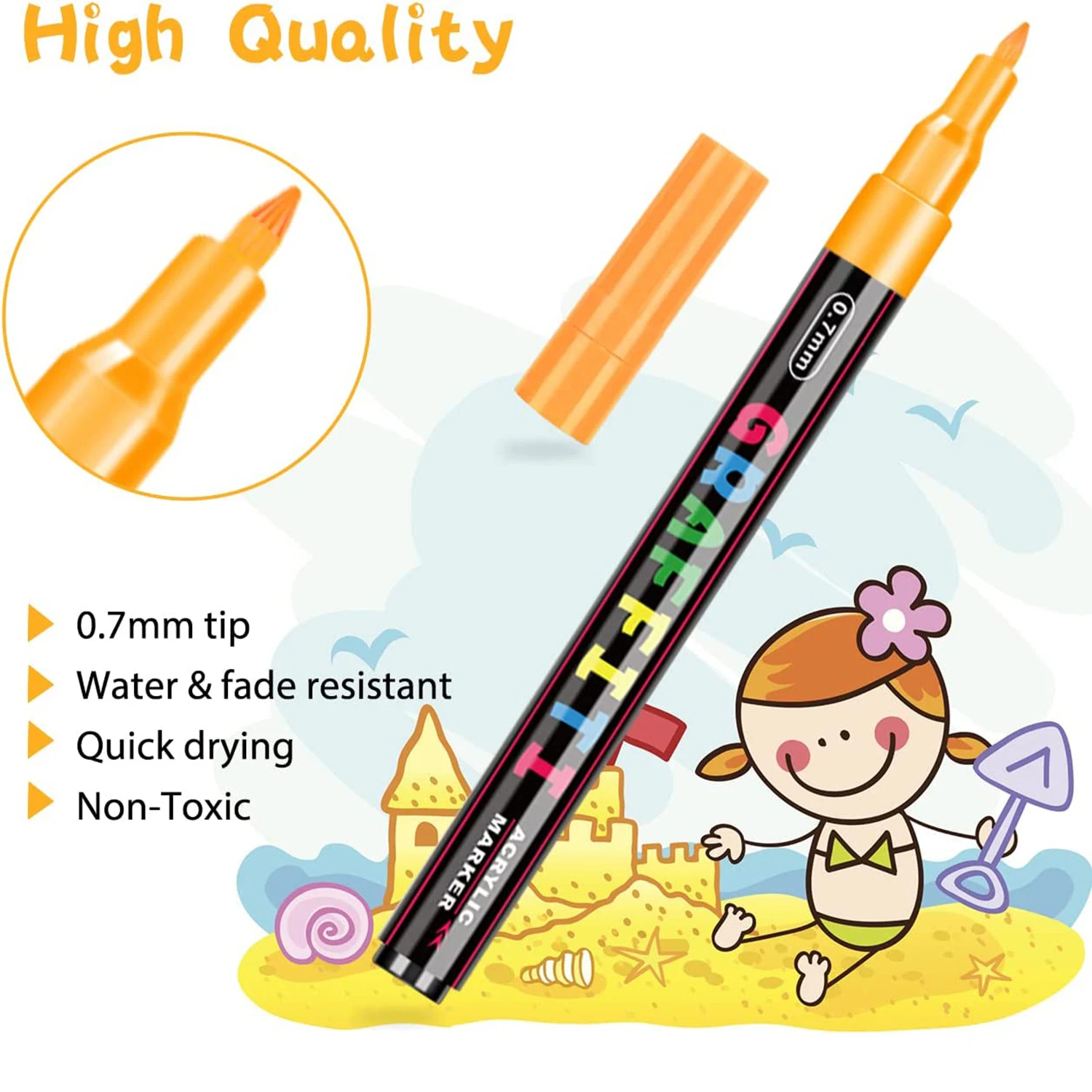 Relax love Acrylic Paint Markers Set 12 Colors Waterproof Acrylic