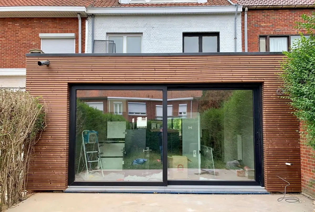 DN Sliding Door Aluminum Panoramic Tempered Glass Entry Patio Exterior Doors Household Front Door Office Home Decor