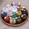 Apple Natural Stone Amethyst Agate Rose Quartz Artwork Healing Energy Fruit Sculpture Christmas Decorative Pendant Gift 1