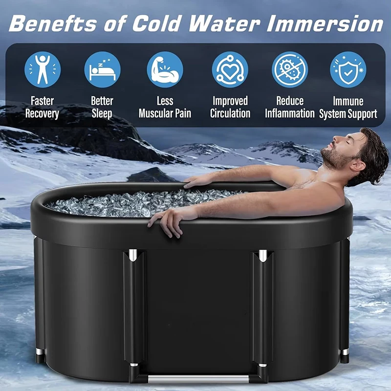 Price Black Oval Folding Portable Plastic Cold Ice Bath Tub For Adults Soaking Therapy Ice Pod