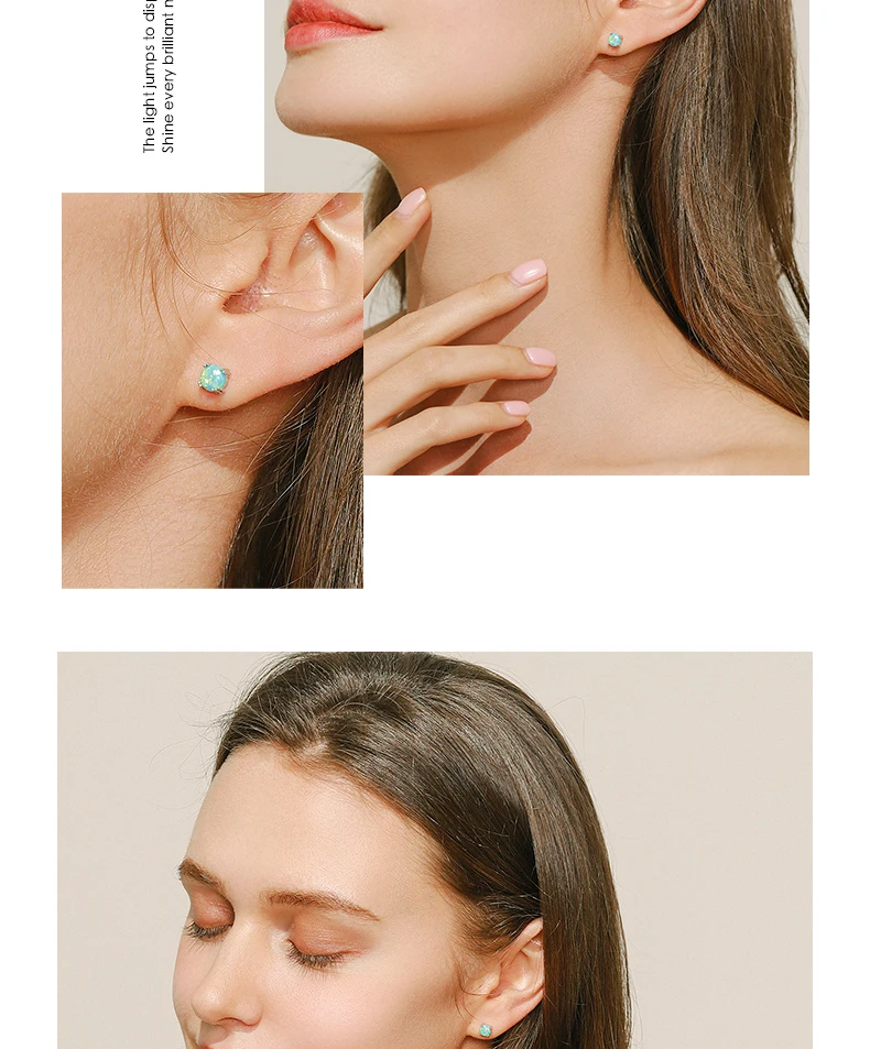 MODIAN Natural Opals Series Jewelry Set 925 Sterling Silver Luxury Finger Ring & Stud Earrings For Women Fine Jewelry Gift