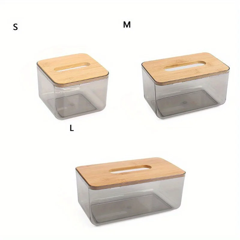 Bamboo Wooden Cover Plastic Tissue Box Paper Holder Dispenser Home Storage Case 3