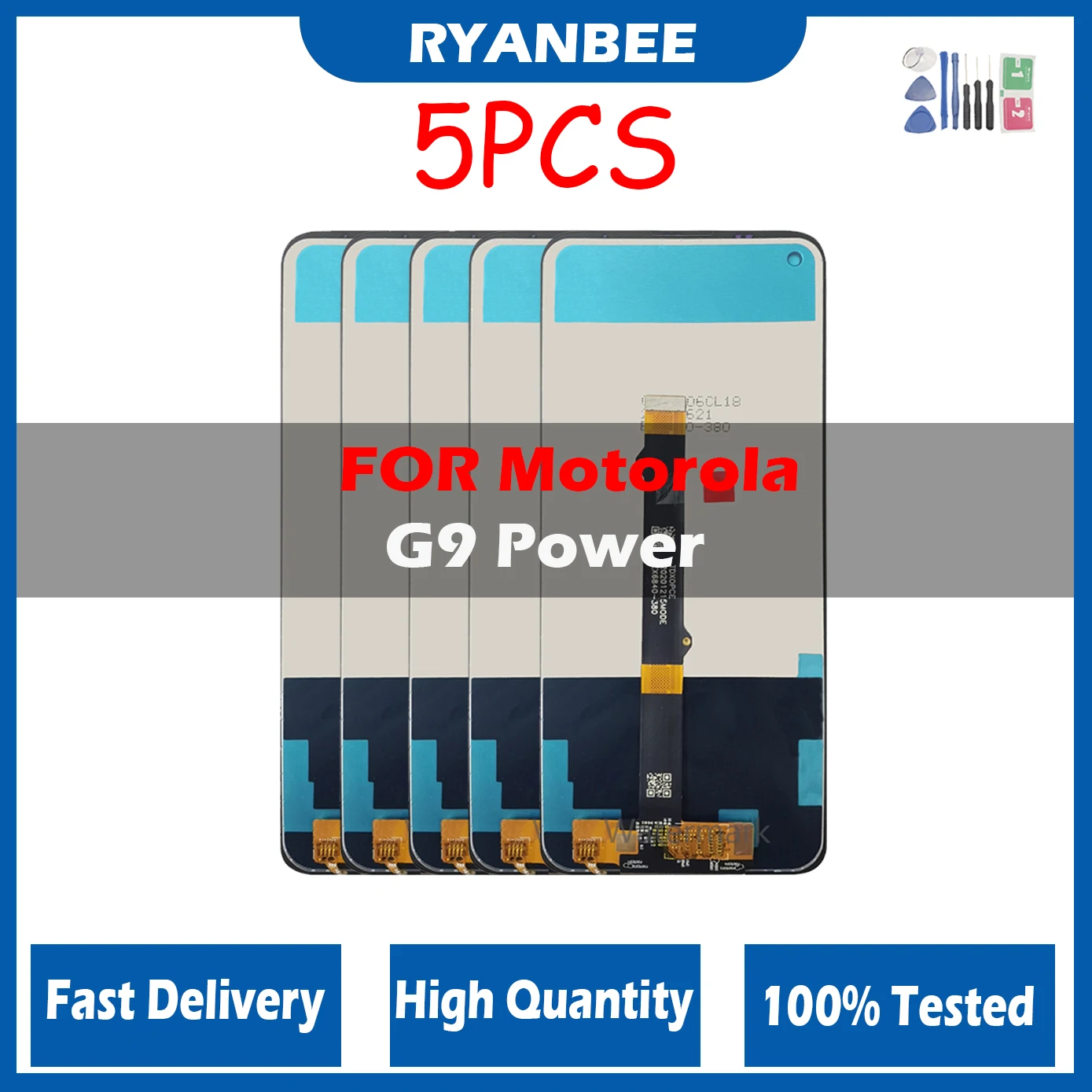 5 Pz. Lot 6.8 "Per Motorola G9 Power Display Lcd Touch Screen Panel Digitziter Assembly Per Moto G9 Power Xt2091-3 Xt2091-4 Lcd