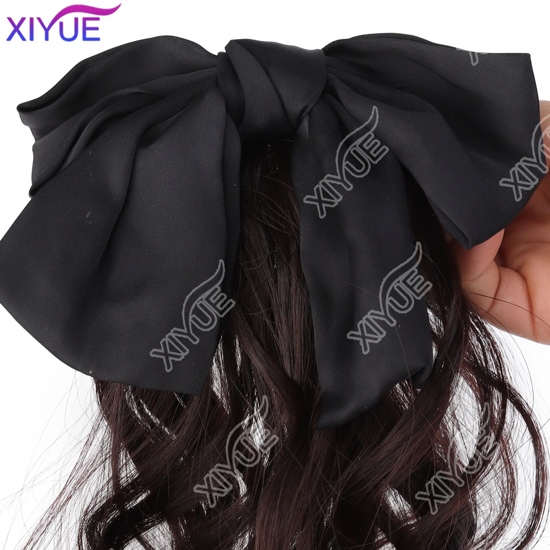 XIYUE Elegant Big Bow Hair Clip bow women's short curly hair short ponytail easy to wear Children's wig Accessories wig