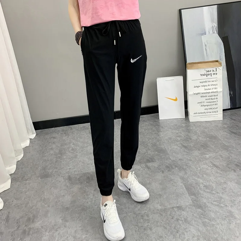 Ice Silk Sweat pants Women Summer Thin Loose Ankle-tied Harlan Sweatpants  Small Capri Casual Slimming Quick-Dry Pants