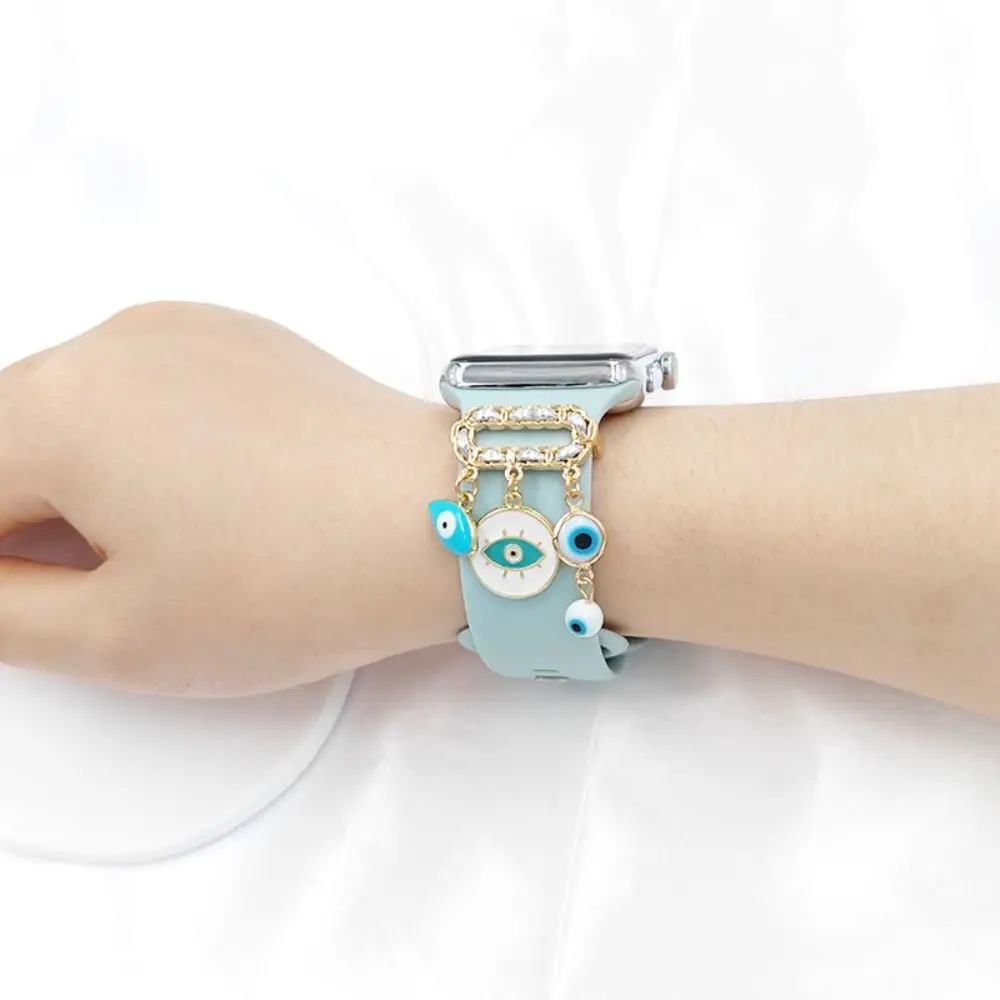 Metal Charms Diamond Decorative Ring Creative Smart Watch Silicone Strap Accessories for Apple Watch Band